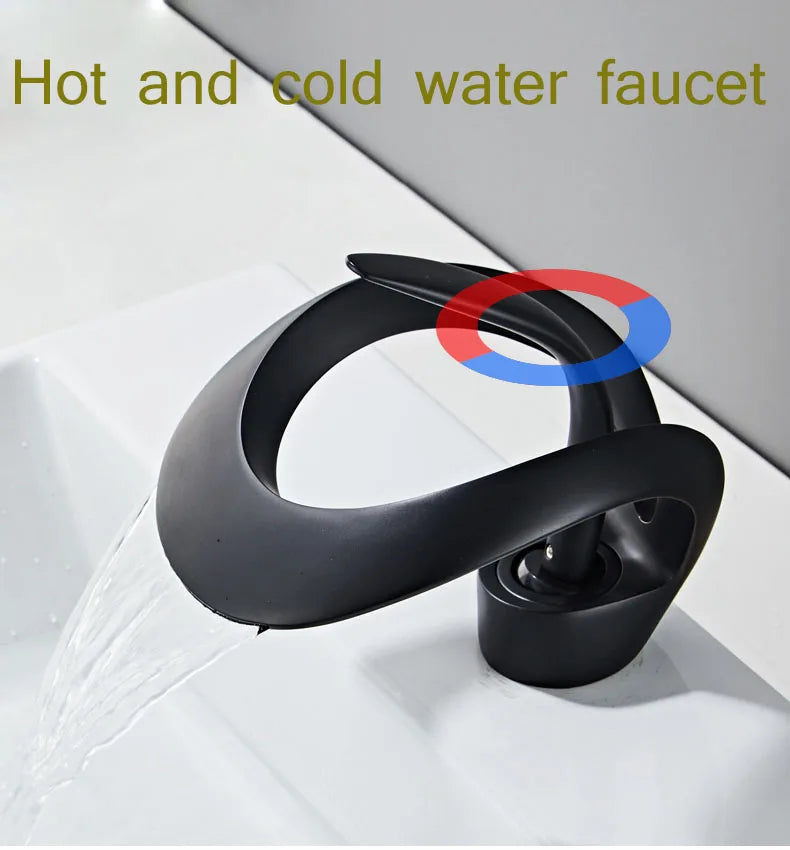 Golden/White Bathroom Basin Faucet Black Bathroom Faucet Brass Creative Grey Sink Mixer Tap Hot & Cold Waterfall Basin Faucet