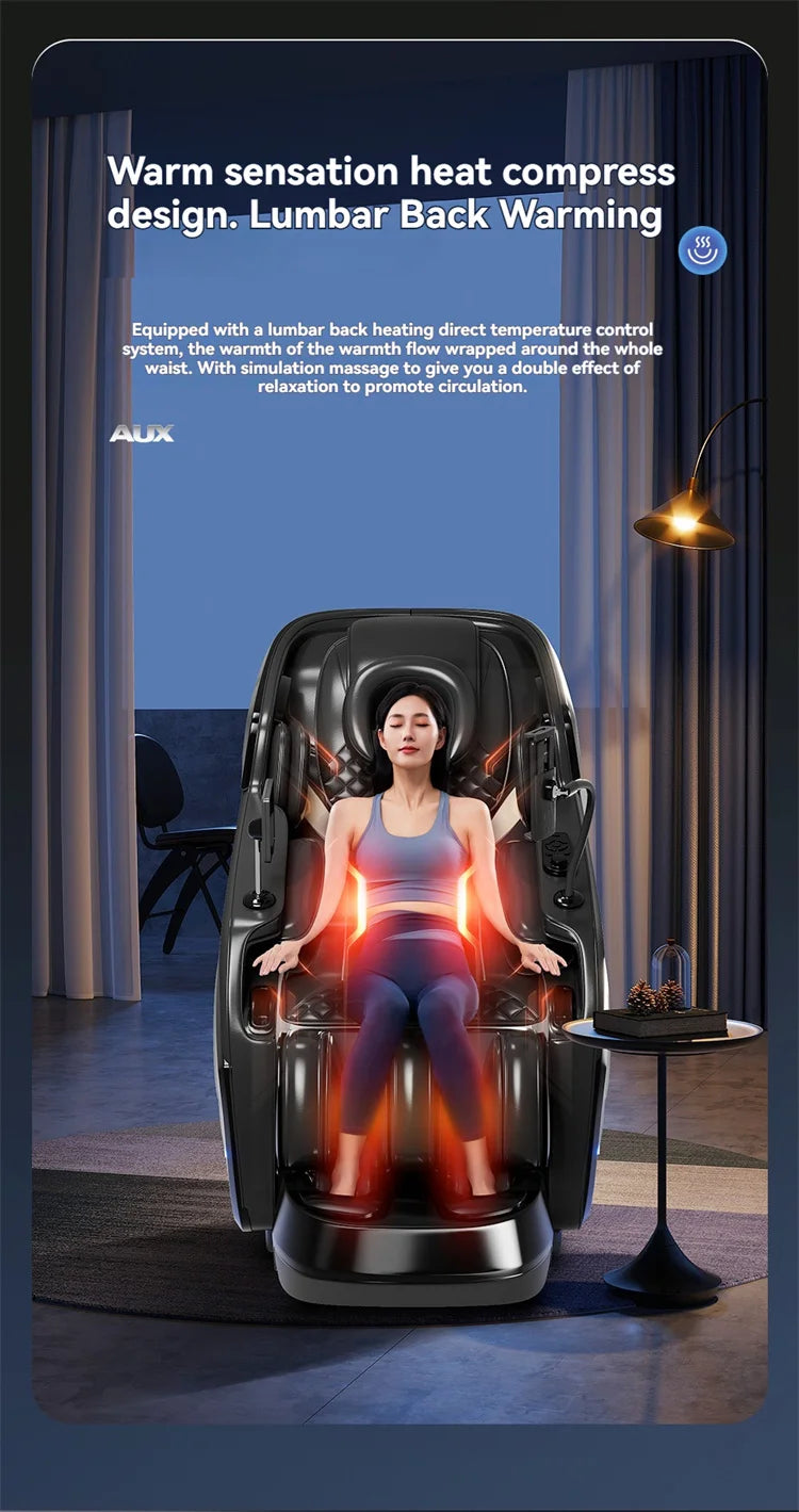 6D Smart Full Body Massage Chair Zero Gravity Relaxing Massage Recliner Chairs with SL-Track Bluetooth Speaker Heating Massage