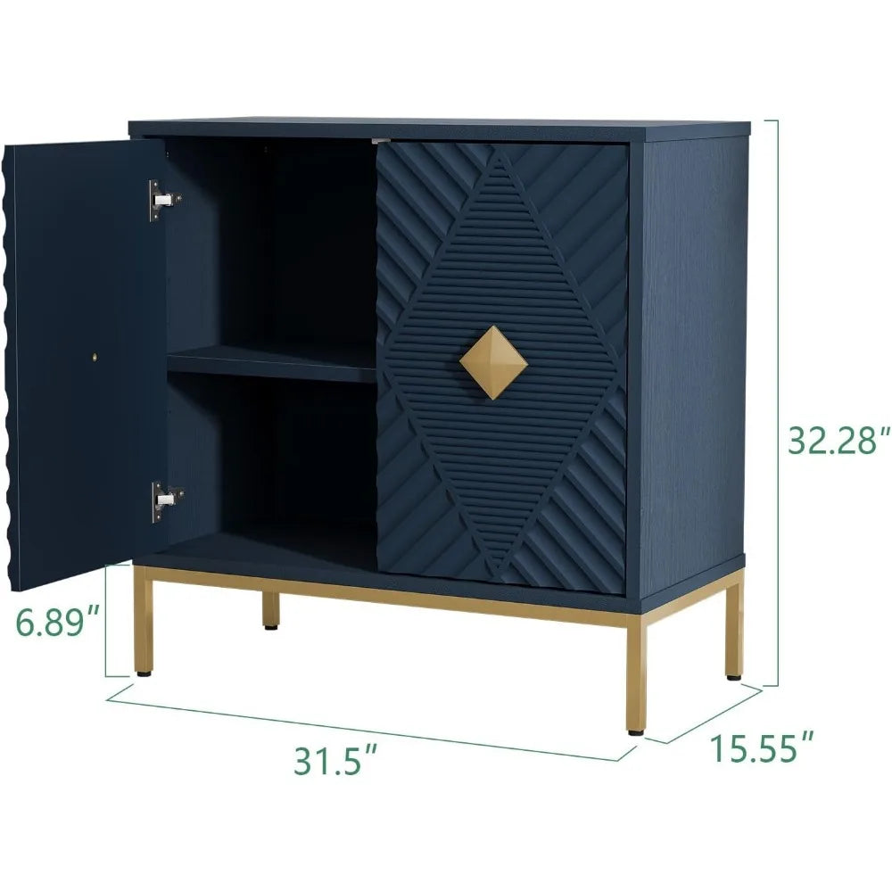 "Modern Sideboard Buffet - 2-Door Wood Cabinet w/ Shelves, Coffee Bar Table for Dining/Living"
