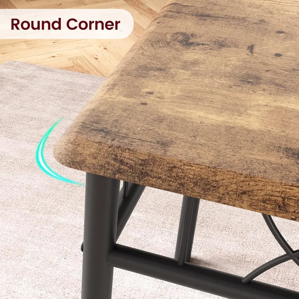 Dining Table Set, With 4 Chairs, Rectangular Dining Table Set For 4, Kitchen Table Set