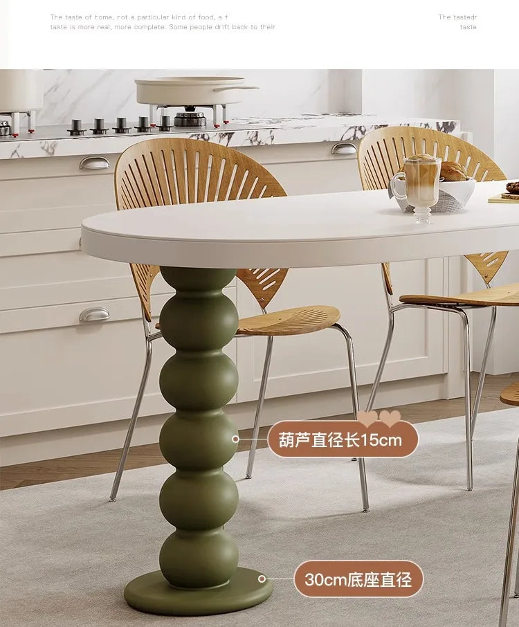 Island Table French Light Luxury Retractable Integrated Celebrity Family Apartment Arc Island Rock Plate Dining Table And Chairs
