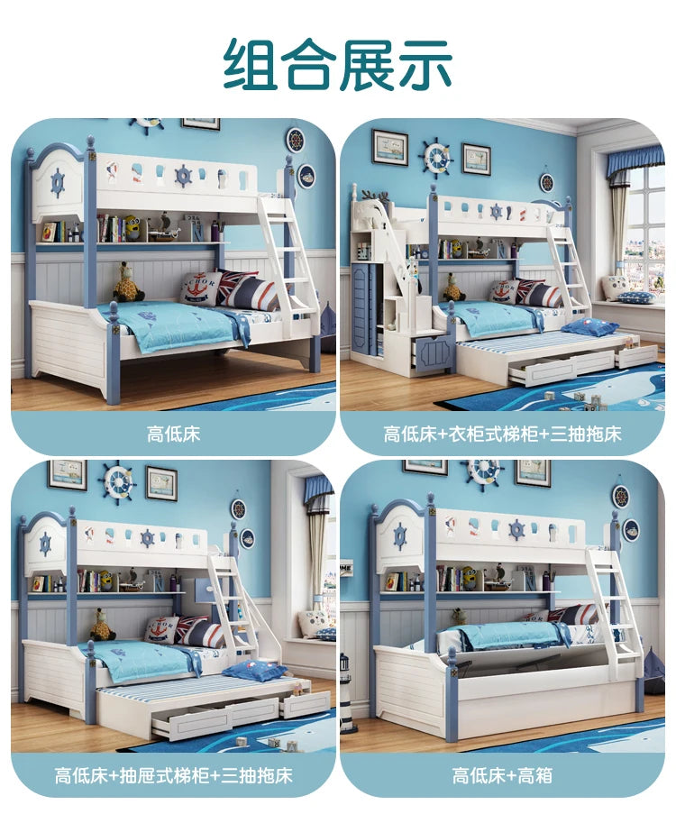 Bunk Bed Childrens Toddler Baby Crib Bassinet Montessori Trundle Princess Monster Wooden Hut Mezzanine Cradle Cot Letto Bambini