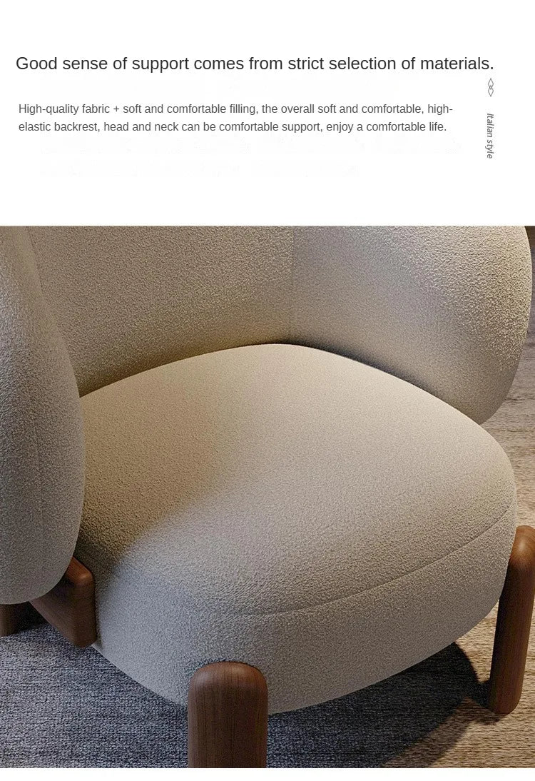 Single Sofa Chair for Living Room Furniture Upholstered Accent Chair Lambswool Fabric Lounge Chair Bedroom & Apartment Use