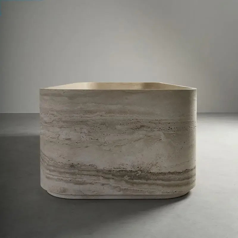 Luxury Natural Marble Bathtub Custom-Made Double Soaking Tub for Hotel Villa Artistic Indoor Outdoor Design High-End Durable
