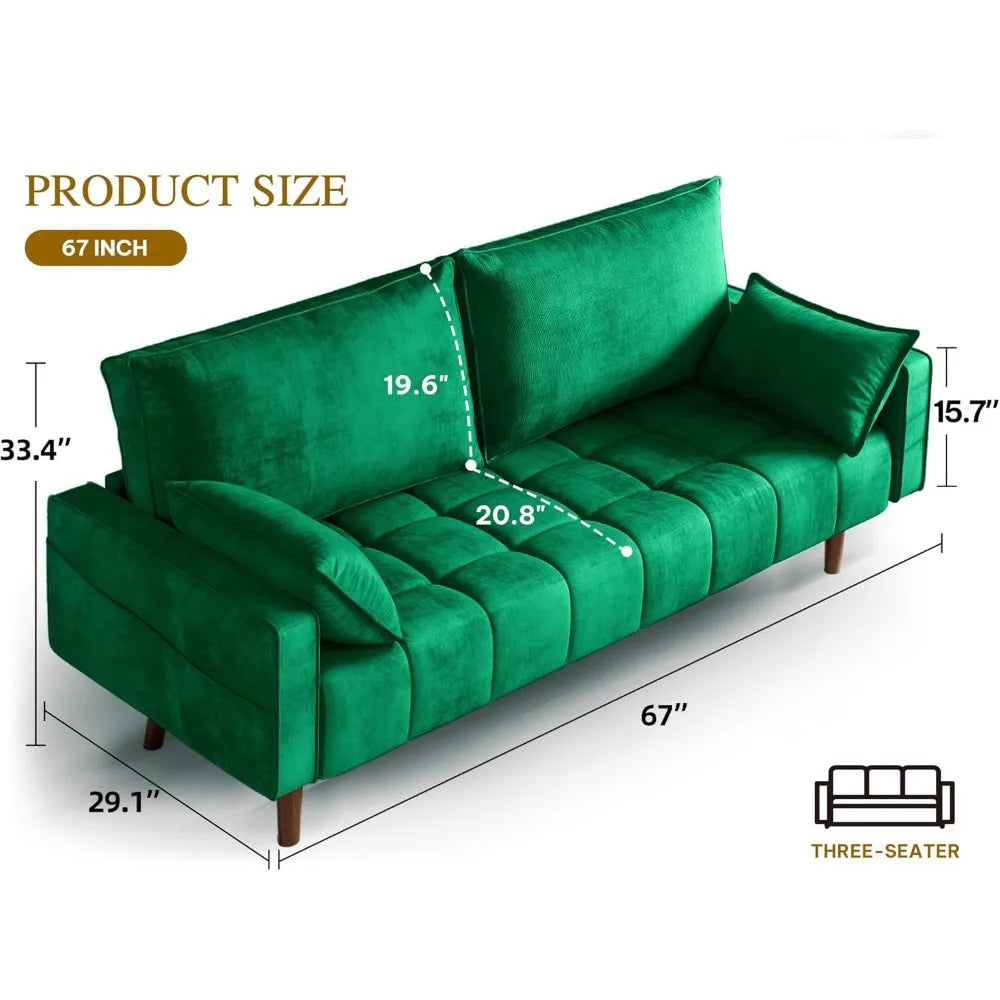 Modern Velvet Loveseat Sofa with Button Tufted Seat, Side Storage Pockets for Small Spaces