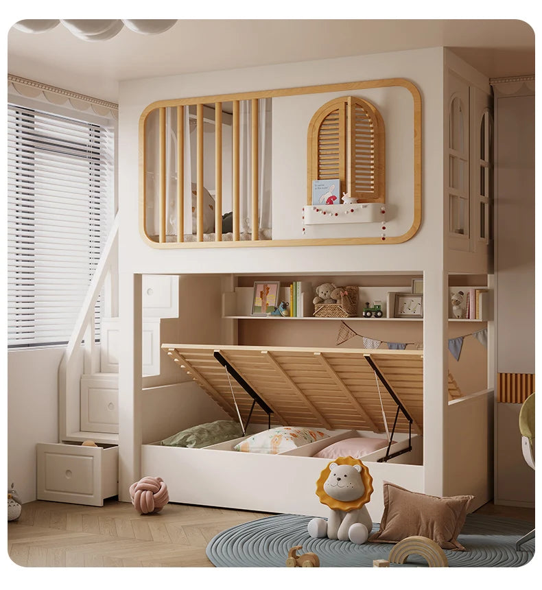 Toddler Bed Childrens Bunk Baby Crib Bassinet Montessori Trundle Princess Monster Wooden Hut Mezzanine Cradle Cot Furniture