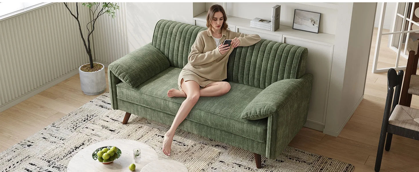 64.5" Loveseat Sofa, Chenille Loveseat, Small Couch for Living Room, Deep Seat Love Seat Comfy Couches for Small Spaces