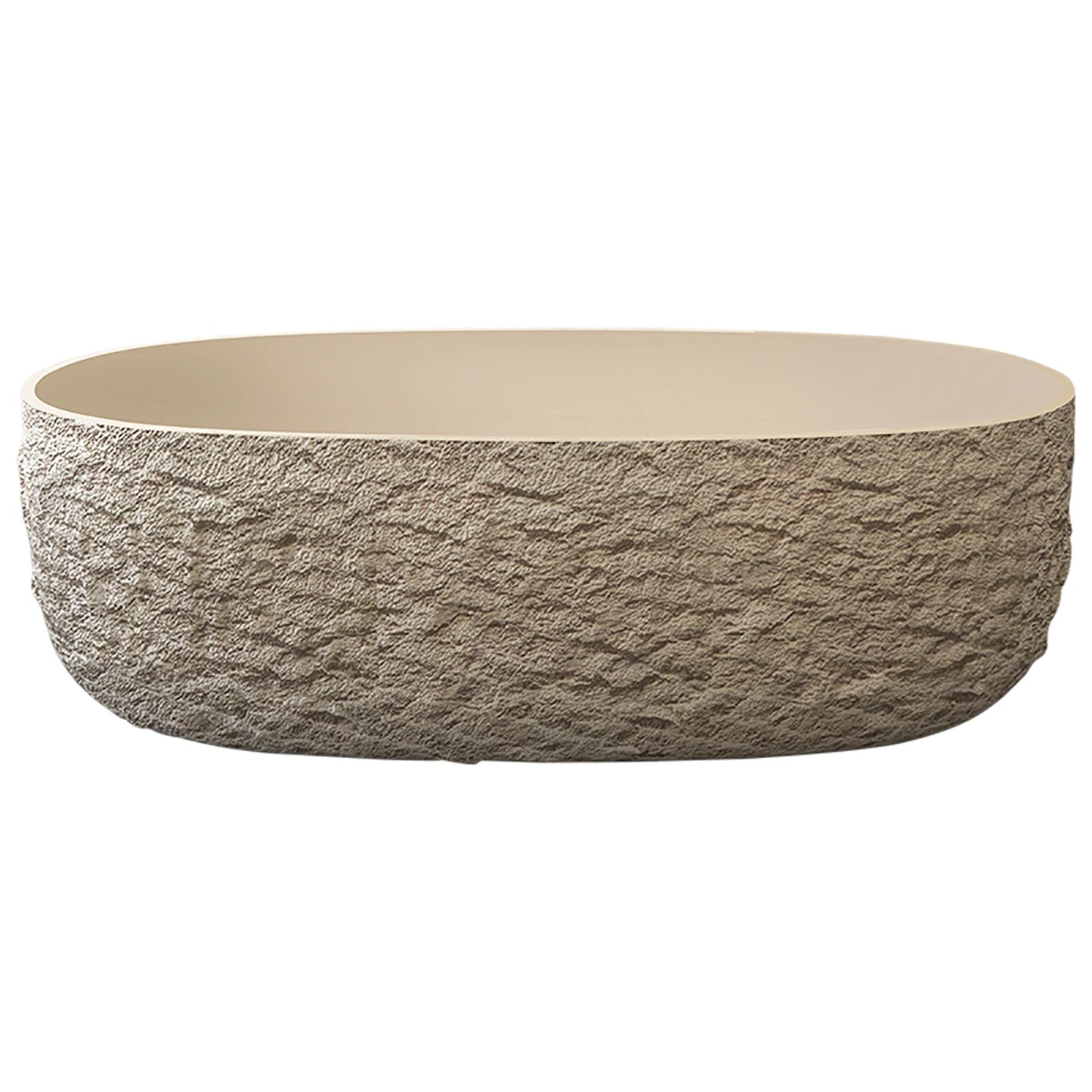 "Luxury Wabi Sabi Stone Texture Bathtub -Handmade One-Piece Artificial Rock Freestanding Tub, Artistic Bath for Home & B&B"