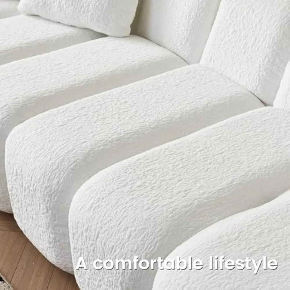 Seater Modular Sectional Sofa, Corduroy Sleeper Sofa, Comfortable Corduroy Seats, Rearrangement of Sections, for Living Room