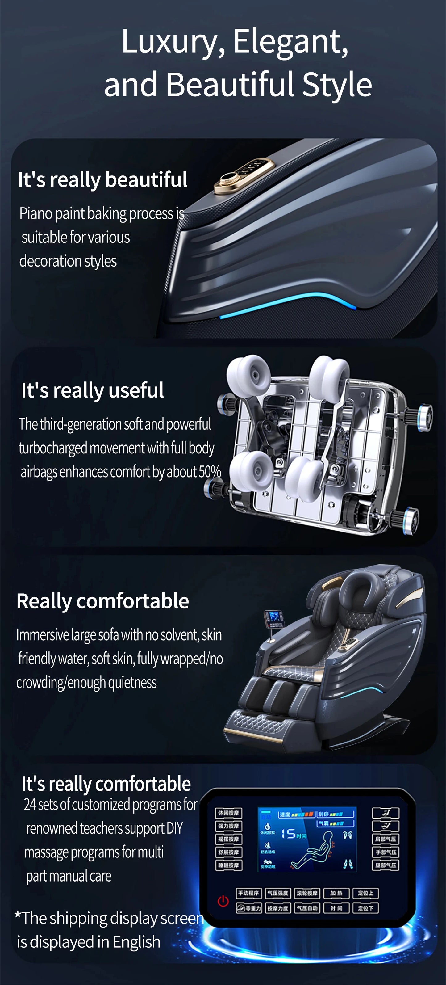 3 Year Warranty UKLife 4D SL-Track Full Body Air Bag Zero Gravity Luxury Electric Massager Chairs For Office Massage Sofa