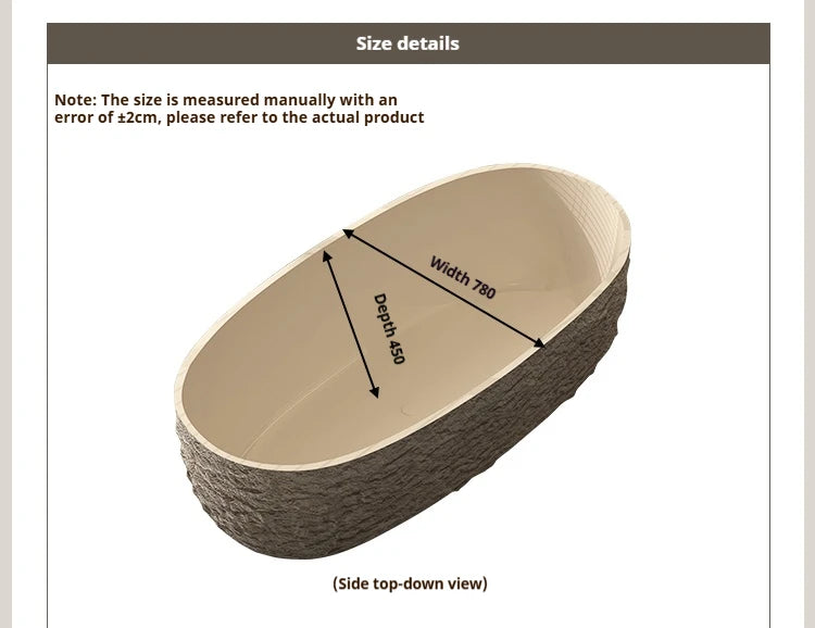 "Luxury Wabi Sabi Stone Texture Bathtub -Handmade One-Piece Artificial Rock Freestanding Tub, Artistic Bath for Home & B&B"