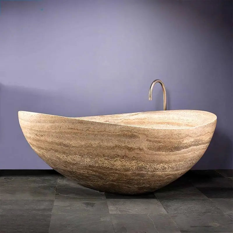 Luxury Natural Marble Bathtub Custom-Made Double Soaking Tub for Hotel Villa Artistic Indoor Outdoor Design High-End Durable