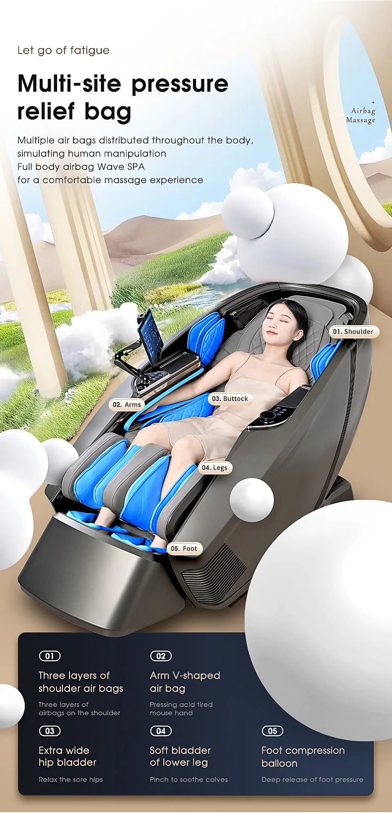 4D Massage Chair, 2025 Full Body Shiatsu Recliner Electric Extendable Footrest, Zero Gravity, SL Track, Deep Yoga Stretch, Foot