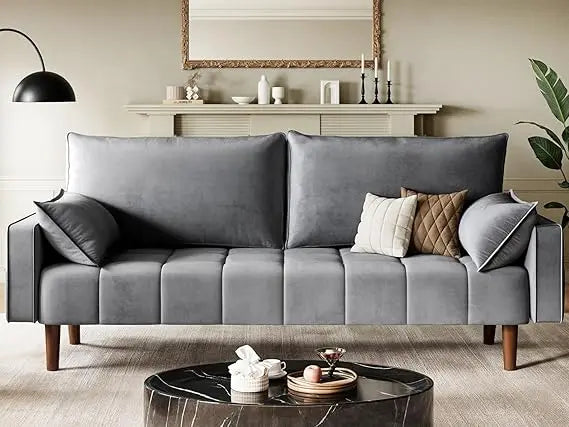 Modern Velvet Loveseat Sofa with Button Tufted Seat, Side Storage Pockets for Small Spaces
