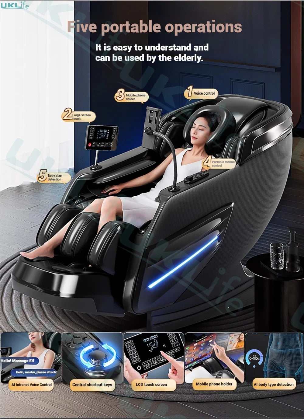 2025 Upgrade 6D Jade Rollers Massage Chair w/ SL-Track & AI Voice Control | Zero Gravity Full Body Airbag + Heating System