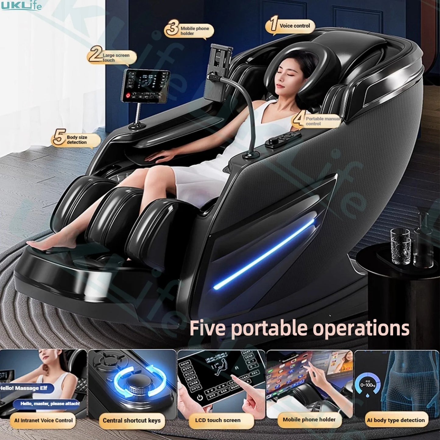 2025 Upgrade 6D Jade Rollers Massage Chair w/ SL-Track & AI Voice Control | Zero Gravity Full Body Airbag + Heating System