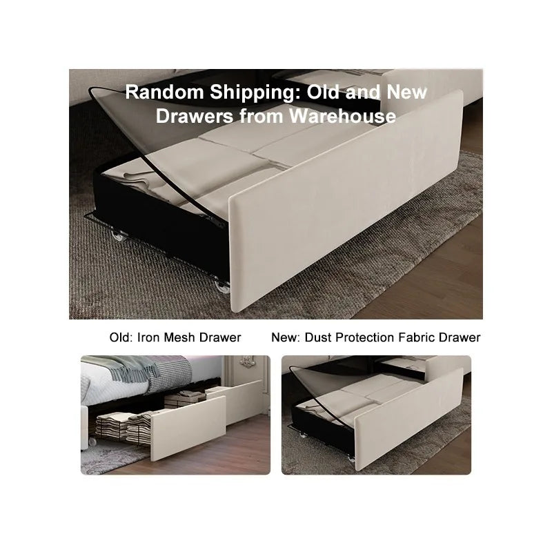 GEGOFORU Queen LED Bed Frame with 4 Storage Drawers, RGBW Headboard, PU Upholstered, No Box Spring Needed, 900 lbs Support