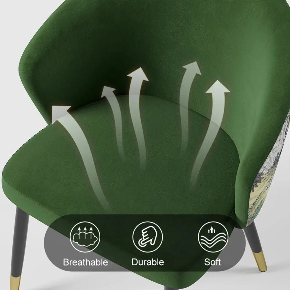 Upholstered Velvet Dining Chair, Comfy Dining Room Chairs with Thick Cushions, Modern Kitchen Side Chairs