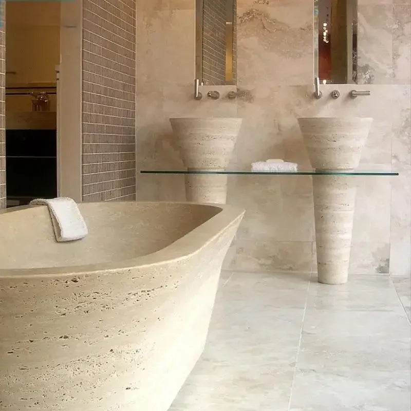 Luxury Natural Marble Bathtub Custom-Made Double Soaking Tub for Hotel Villa Artistic Indoor Outdoor Design High-End Durable