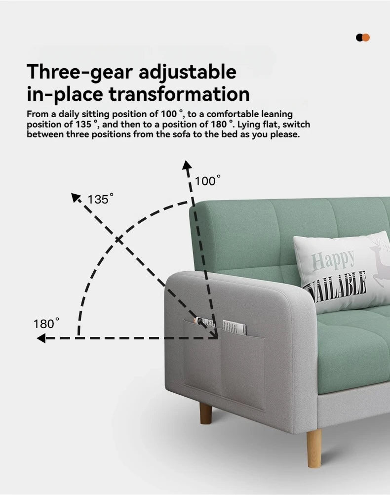 Small Unit Sofa Bed, Foldable Dual-purpose Double Bed, Home Office Nap, Three Person Sofa, Leisure Fabric, Lazy Sofa