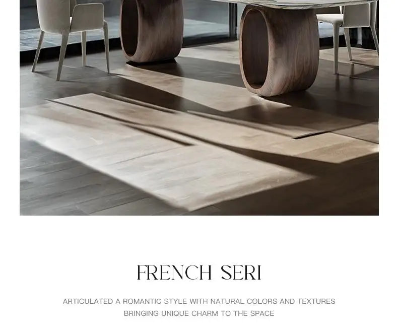 Luxury Natural Marble Dining Table, Rectangle Italian Modern Design with Walnut Wood, Customizable Designer Table for Villa