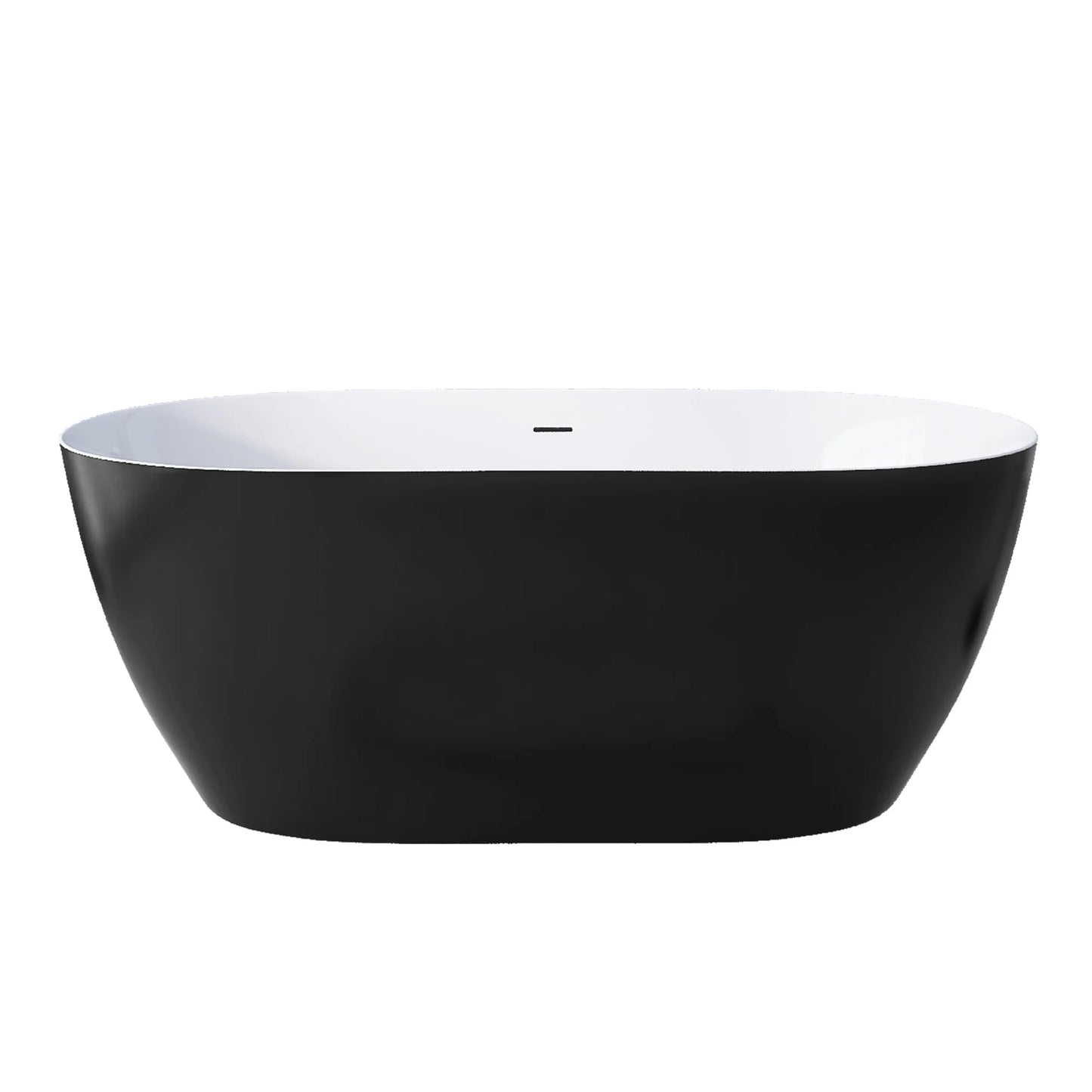 59" Acrylic Free Standing Tub Classic Oval Shape Soaking Tub Adjustable Freestanding Bathtub with Integrated Slotted Overflow an