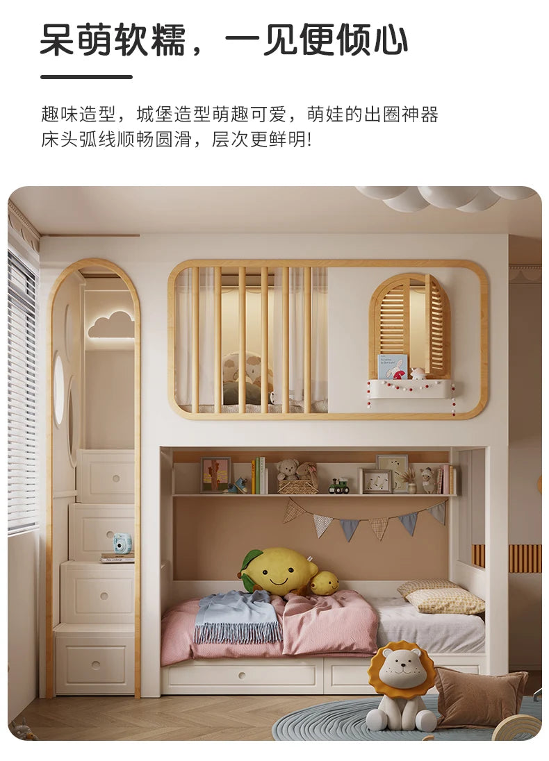 Toddler Bed Childrens Bunk Baby Crib Bassinet Montessori Trundle Princess Monster Wooden Hut Mezzanine Cradle Cot Furniture