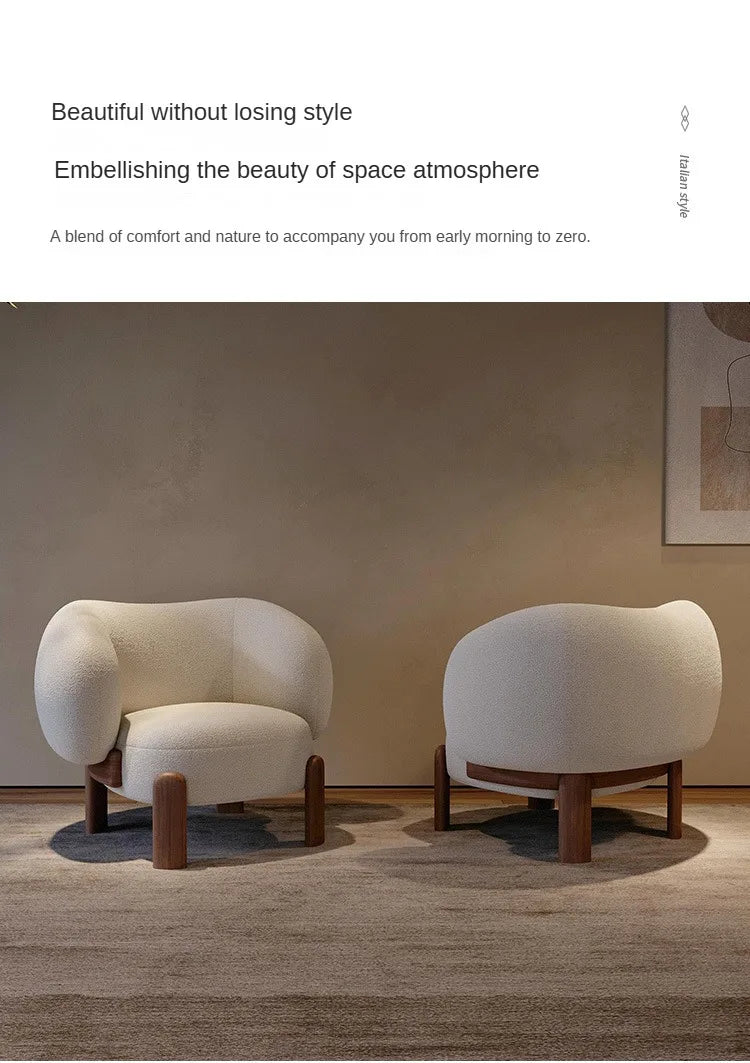 Single Sofa Chair for Living Room Furniture Upholstered Accent Chair Lambswool Fabric Lounge Chair Bedroom & Apartment Use