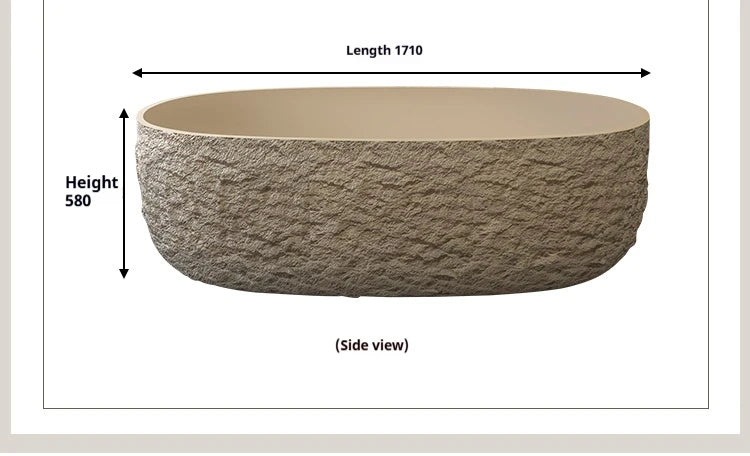 "Luxury Wabi Sabi Stone Texture Bathtub -Handmade One-Piece Artificial Rock Freestanding Tub, Artistic Bath for Home & B&B"