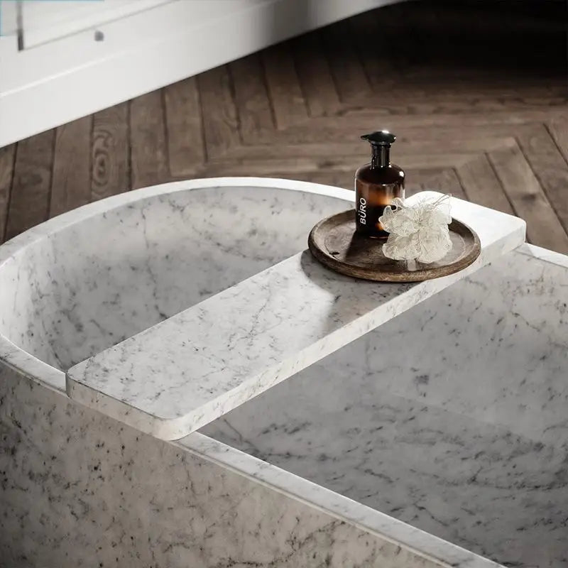 Luxury Natural Marble Bathtub - Double Sized Soaking Tub for Hotel Villa Spa, Artistic Freestanding Tub for Indoor Outdoor Use