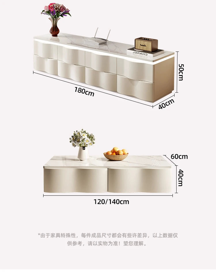 Nordic Creative TV Stands Modern Minimalist Living Room Slate Coffee Table and TV Cabinet Set Designer Home Furniture FYTS