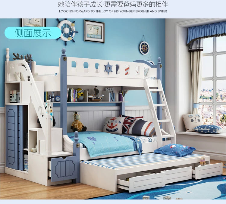 Bunk Bed Childrens Toddler Baby Crib Bassinet Montessori Trundle Princess Monster Wooden Hut Mezzanine Cradle Cot Letto Bambini