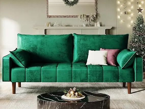 Modern Velvet Loveseat Sofa with Button Tufted Seat, Side Storage Pockets for Small Spaces