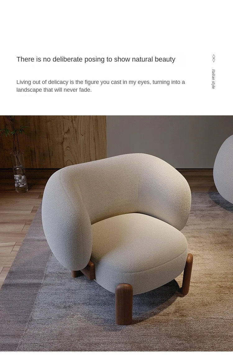 Single Sofa Chair for Living Room Furniture Upholstered Accent Chair Lambswool Fabric Lounge Chair Bedroom & Apartment Use