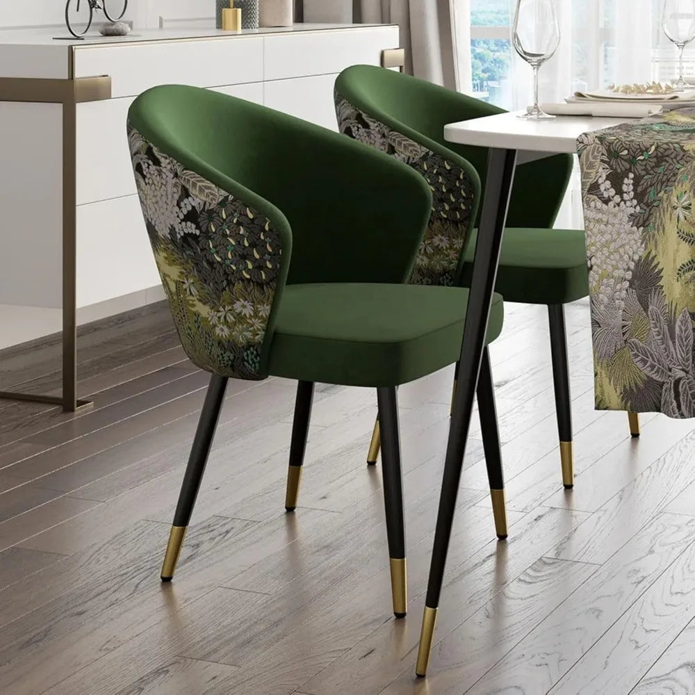 Upholstered Velvet Dining Chair, Comfy Dining Room Chairs with Thick Cushions, Modern Kitchen Side Chairs