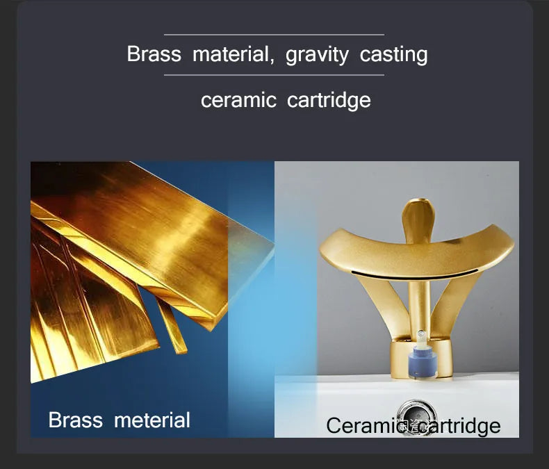 Golden/White Bathroom Basin Faucet Black Bathroom Faucet Brass Creative Grey Sink Mixer Tap Hot & Cold Waterfall Basin Faucet