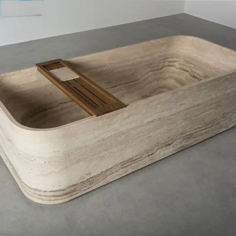 Luxury Natural Marble Bathtub Custom-Made Double Soaking Tub for Hotel Villa Artistic Indoor Outdoor Design High-End Durable