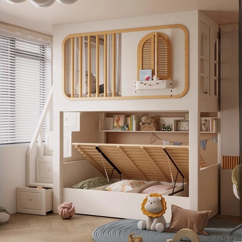 Toddler Bed Childrens Bunk Baby Crib Bassinet Montessori Trundle Princess Monster Wooden Hut Mezzanine Cradle Cot Furniture