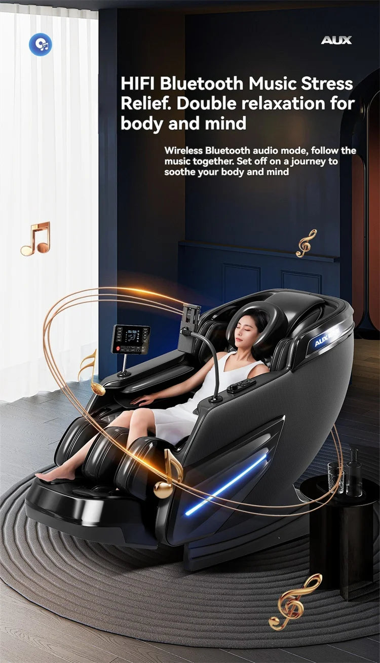 6D Smart Full Body Massage Chair Zero Gravity Relaxing Massage Recliner Chairs with SL-Track Bluetooth Speaker Heating Massage