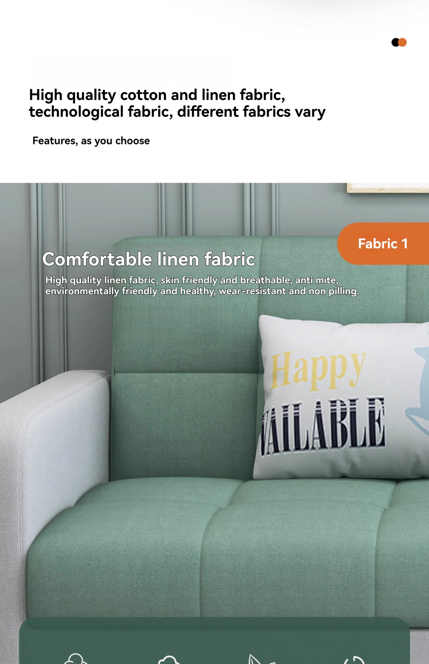 Small Unit Sofa Bed, Foldable Dual-purpose Double Bed, Home Office Nap, Three Person Sofa, Leisure Fabric, Lazy Sofa