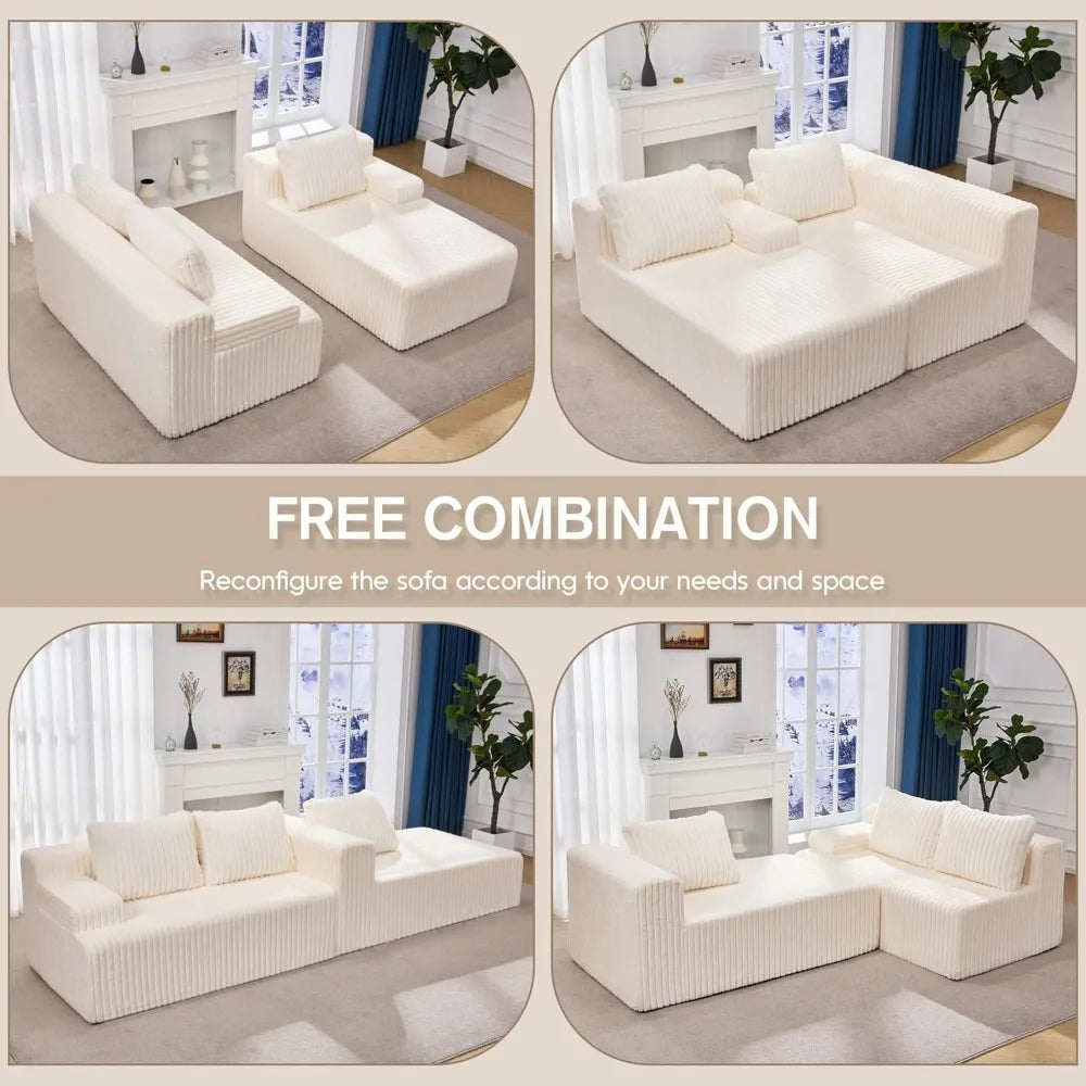Modular Sectional Sofa Couches 108" L-Shape Couch 3 Seat Modular Sofa Memory Foam Sectional Couches for Living Room