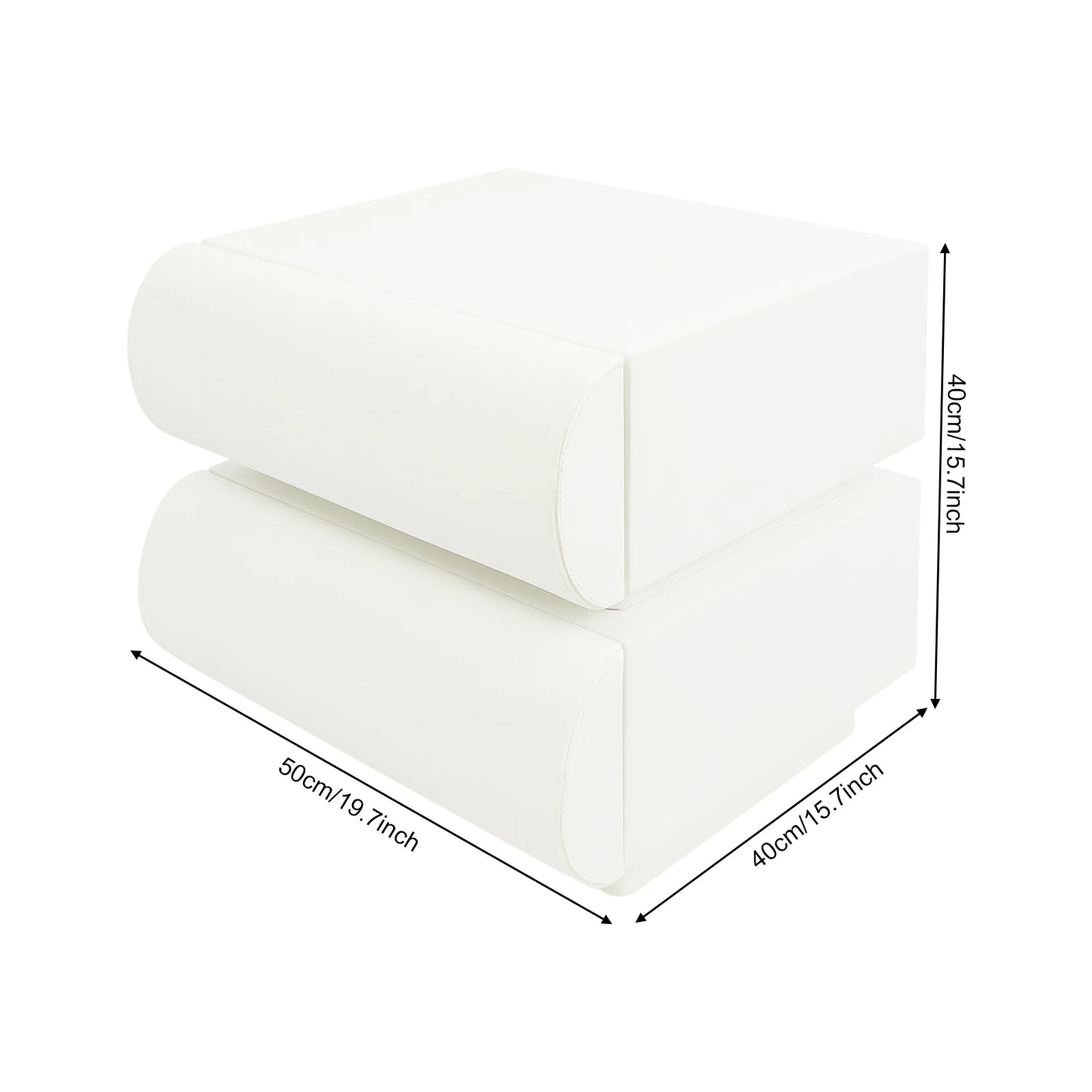 Modern Creamy White Nightstand Bedside Table End Table With 2 Drawers For Study, Bedroom, And Living Room