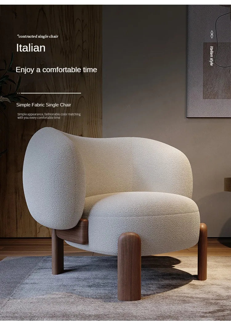 Single Sofa Chair for Living Room Furniture Upholstered Accent Chair Lambswool Fabric Lounge Chair Bedroom & Apartment Use