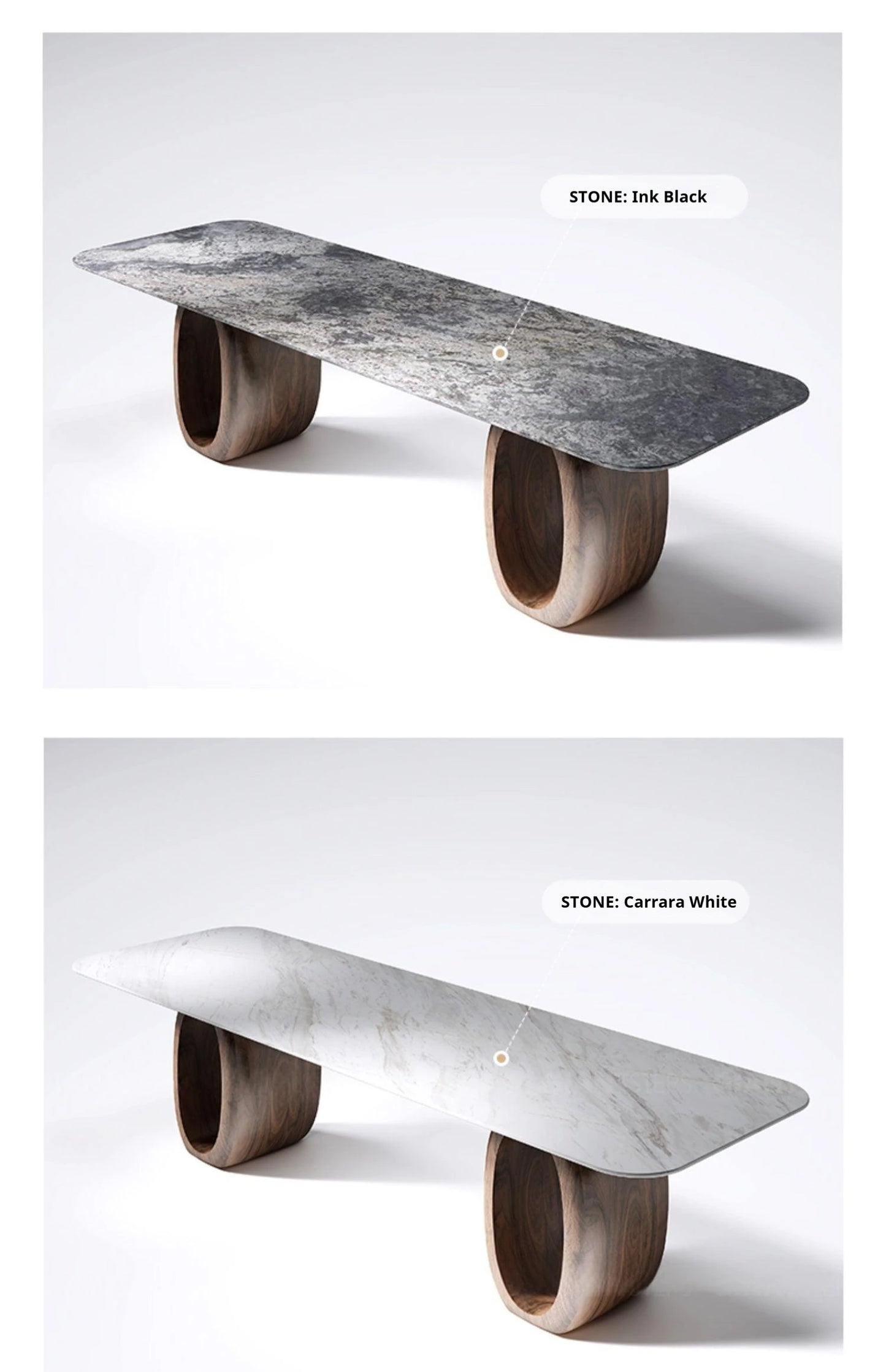 Luxury Natural Marble Dining Table, Rectangle Italian Modern Design with Walnut Wood, Customizable Designer Table for Villa
