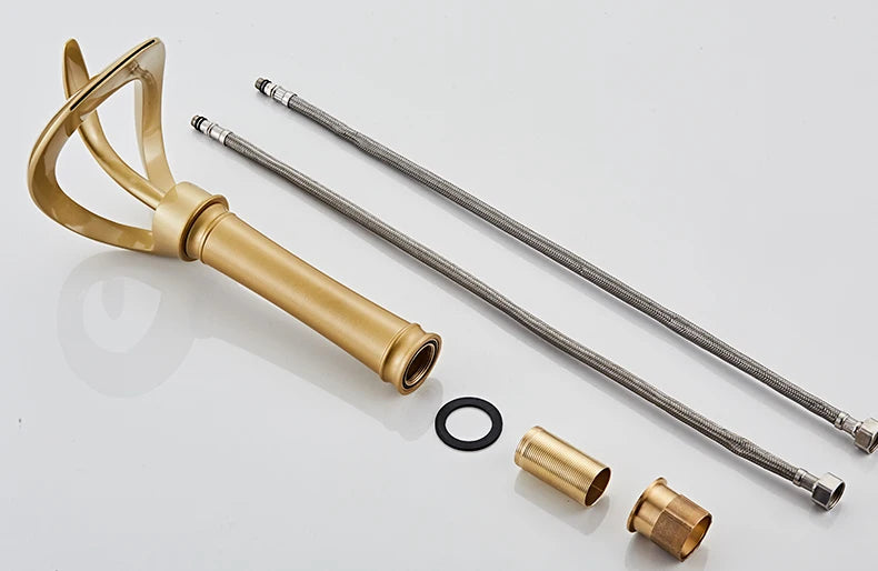 Golden/White Bathroom Basin Faucet Black Bathroom Faucet Brass Creative Grey Sink Mixer Tap Hot & Cold Waterfall Basin Faucet