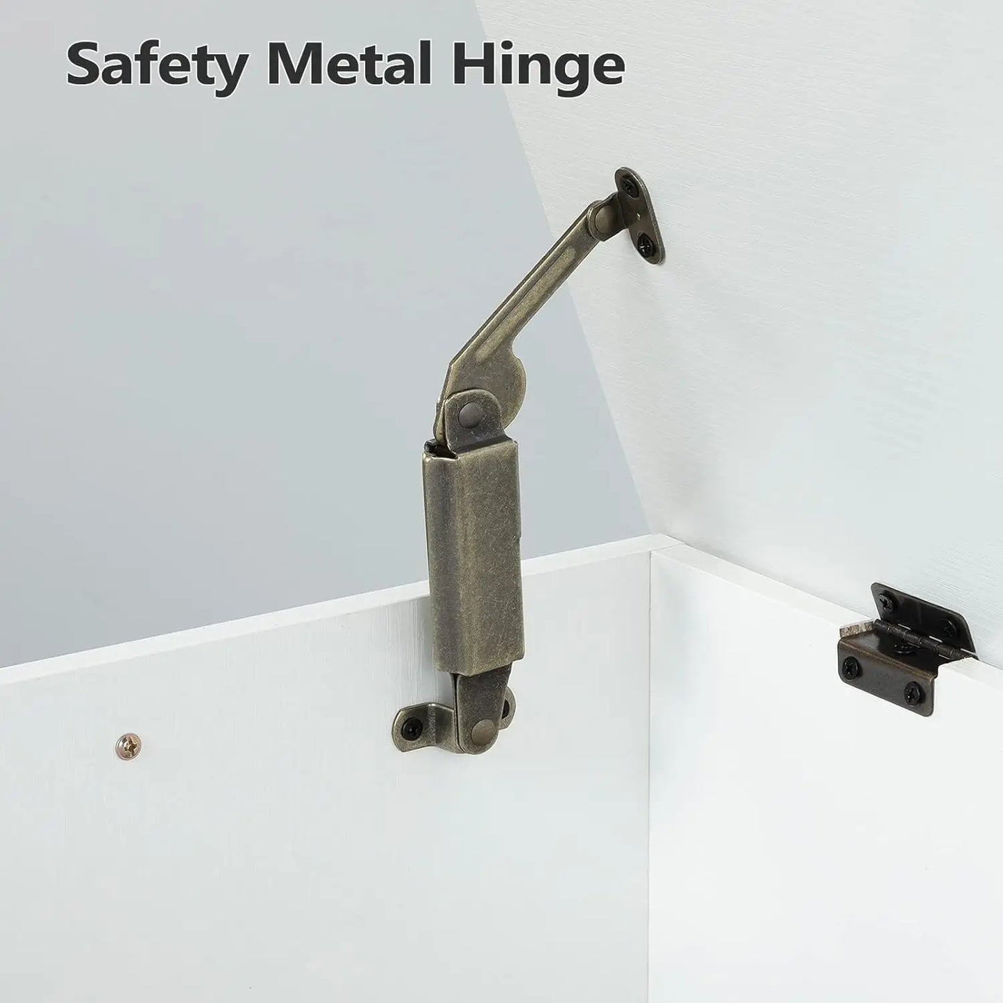 39.4" Toy Chest, Sturdy Entryway Storage Chest with Safety Hinges, Retro Toy Box, Wooden Look Accent Furniture