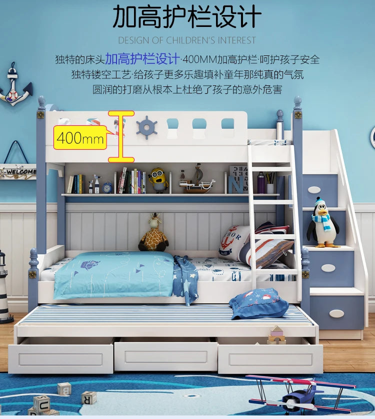 Bunk Bed Childrens Toddler Baby Crib Bassinet Montessori Trundle Princess Monster Wooden Hut Mezzanine Cradle Cot Letto Bambini