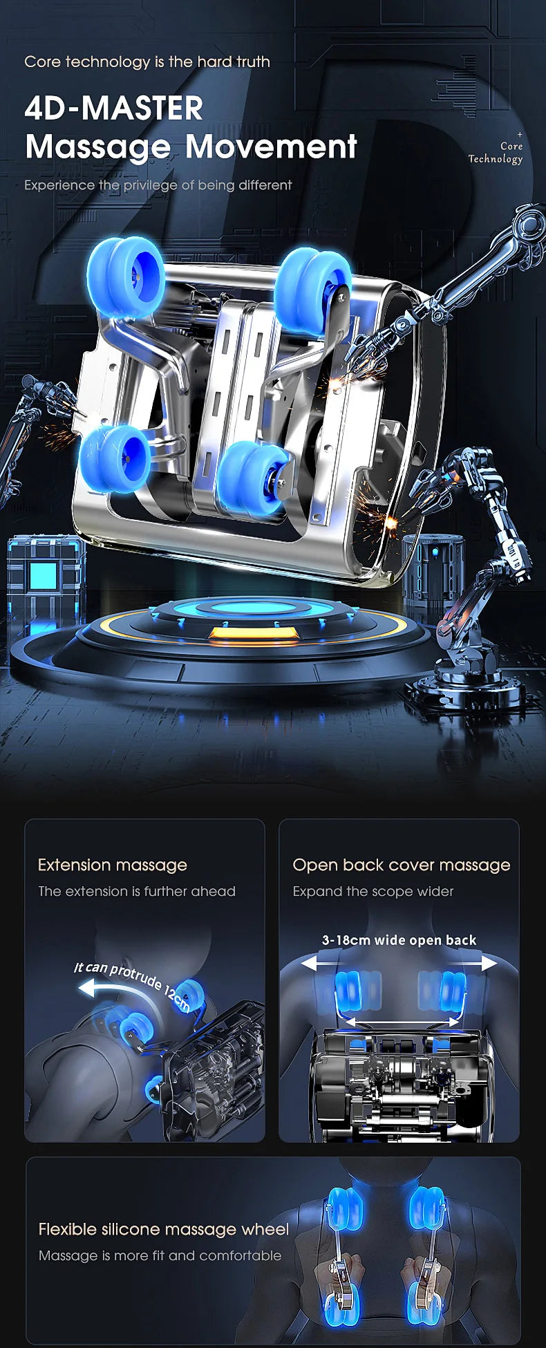 4D Massage Chair, 2025 Full Body Shiatsu Recliner Electric Extendable Footrest, Zero Gravity, SL Track, Deep Yoga Stretch, Foot