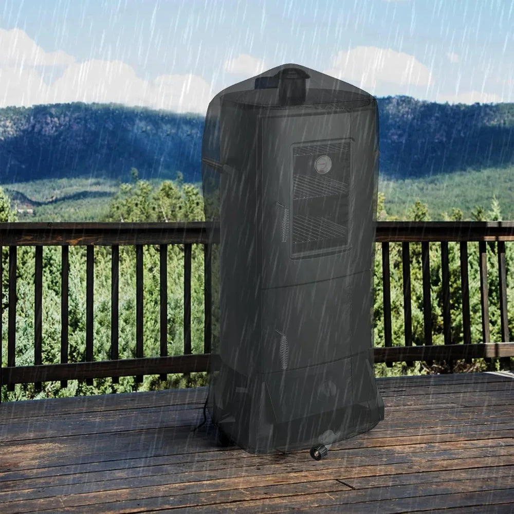 Smoker with Cover, Vertical Smoker Grill with Temperature Control Outdoor Heavy Duty Three Removable Smoking Shelves