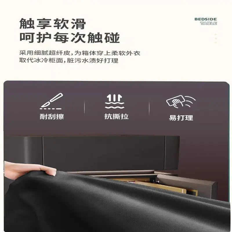 Smart Nightstand with LED Light Wireless Charging Safe or 2 Drawers – Modern Bedside Table Tempered Glass Top No Assembly